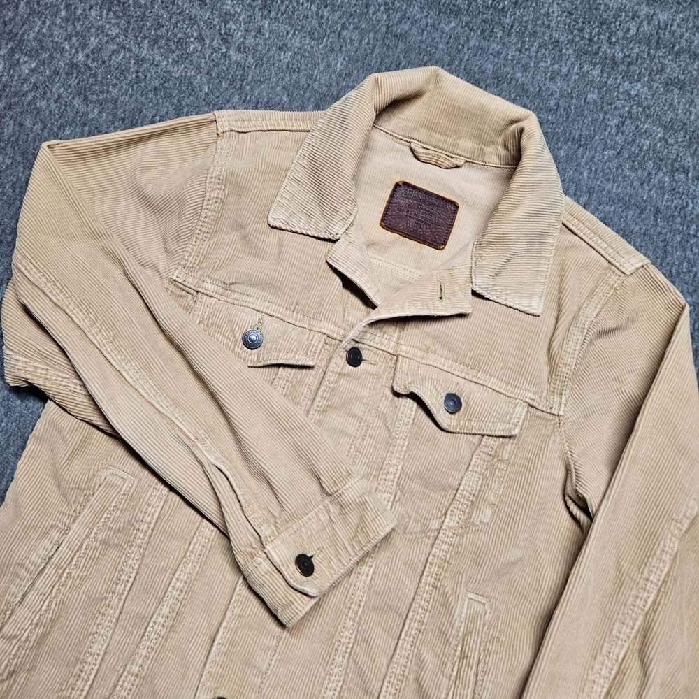Abercrombie & Fitch Trucker Jacket Women XS Tan Corduroy Button Front Cotton